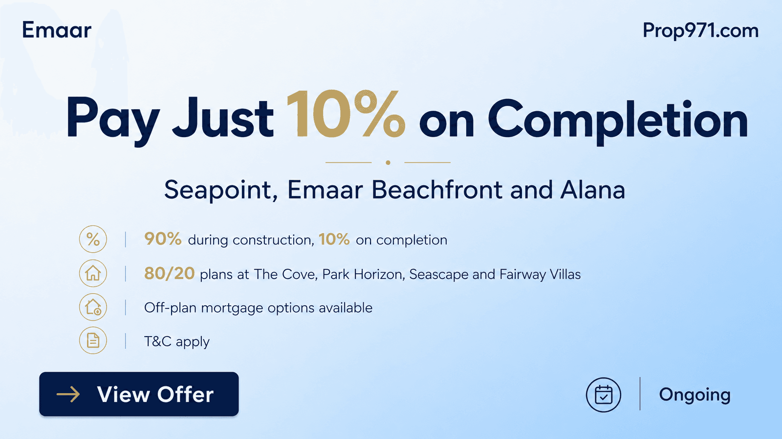 Emaar - Pay Just 10% on Completion