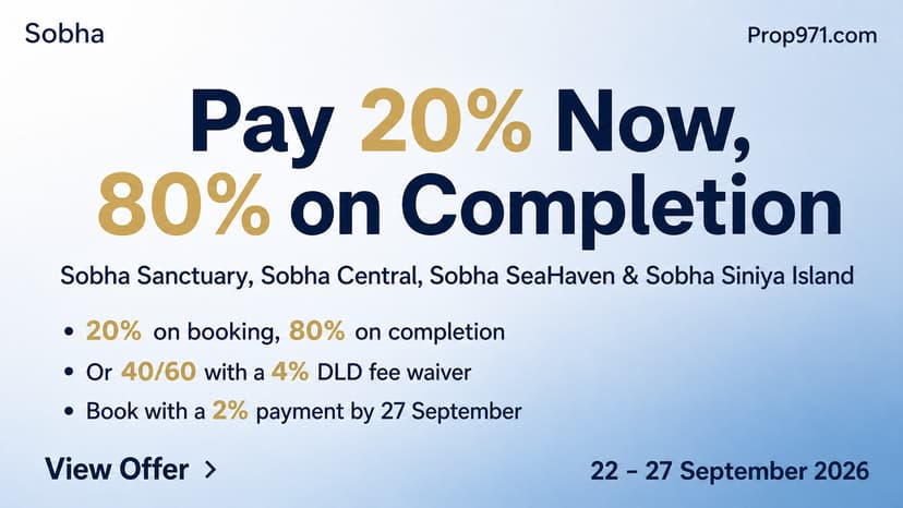 Sobha - 20/80 Plan or 40/60 + 4% DLD Waiver, Until 27 Sep